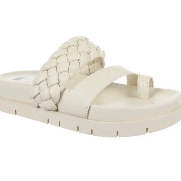 ❤️Sam &Libby Adelia Braided Footbed Sandals Ivory White Leather Beach Size 9 NWT - Picture 2 of 7